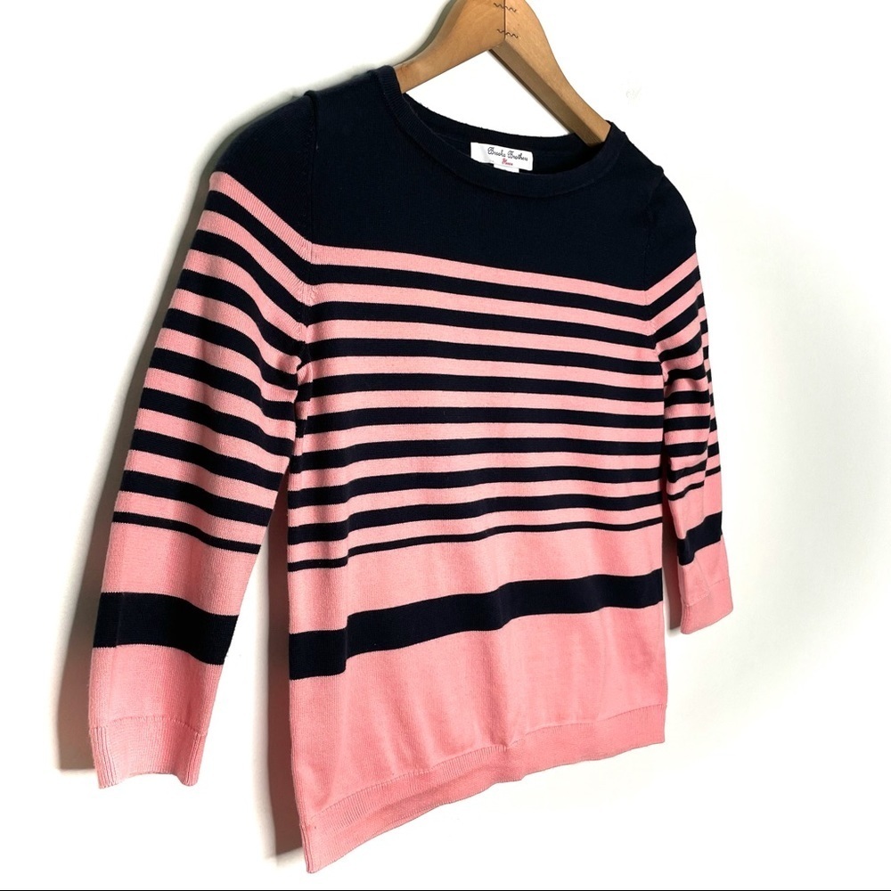 Brooks Brothers Fleece | Navy Striped Sweater - Picture 2 of 5